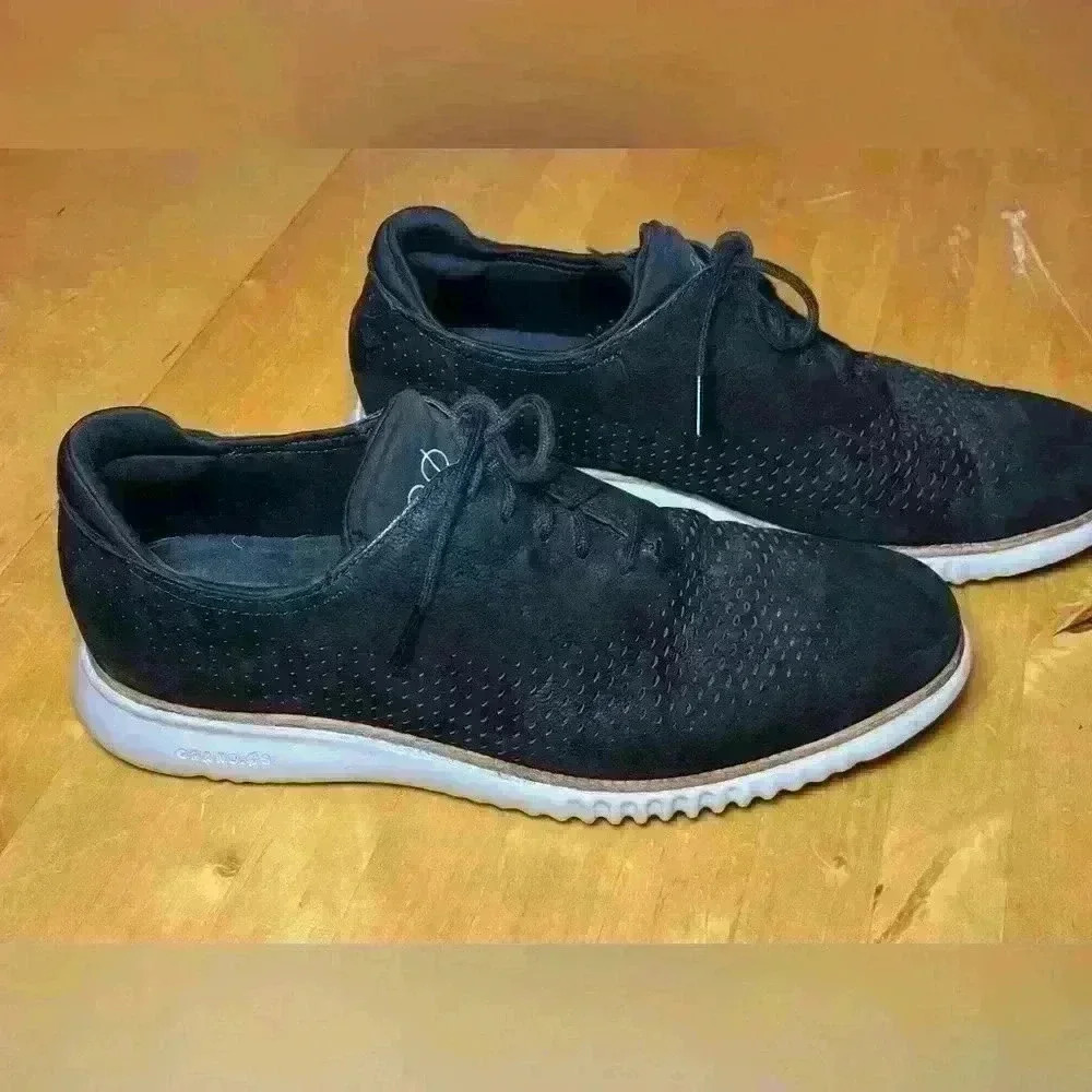 Cole Haan Men’s 2.Zero Grand Laser Wingtip Oxfords 〰️ Lace Up Suede Black 〰️ 10